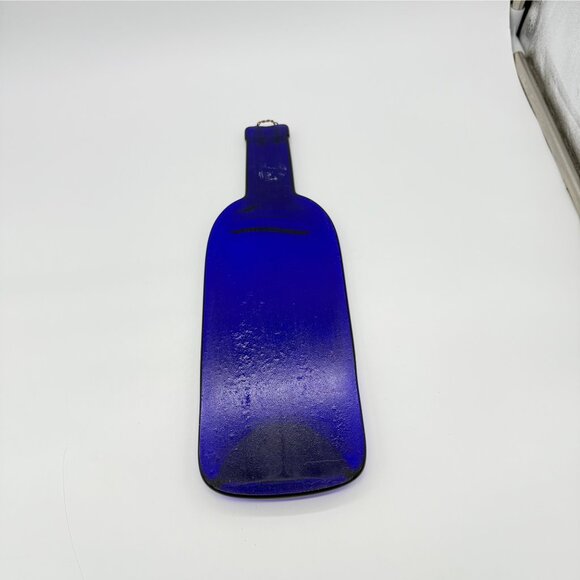 Cobalt Blue Melted Flat Wine Bottle Wall Decor/Serving Dish - Picture 3 of 6